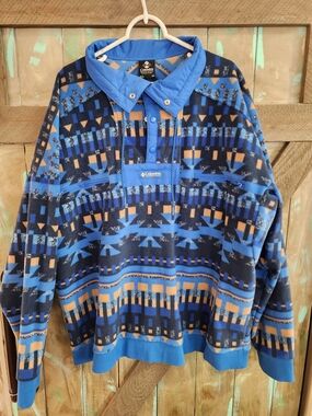 Columbia Men’s Blue Aztec Fleece Pullover